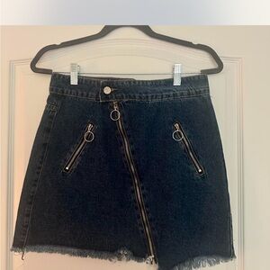 Denim Skirt with Zipper Details